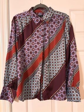 Ann Taylor Men's Diagonal Medallion Shirt Jacket - Purple & Rust